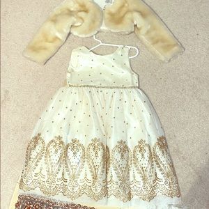 EUC 4t/5T dress set - ivory/gold